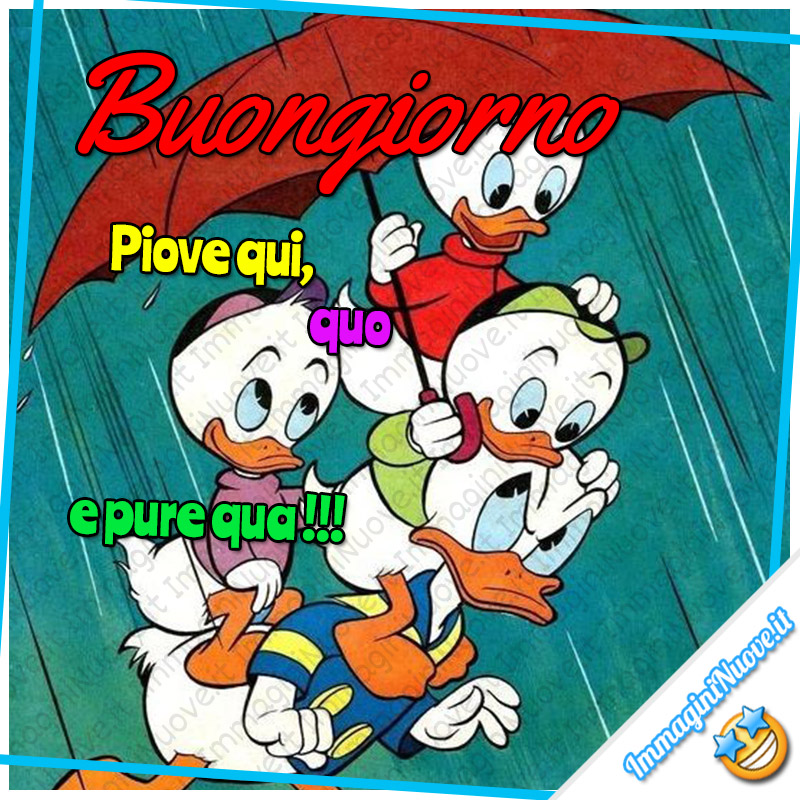 Buongiorno, piove qui, quo e pure qua !