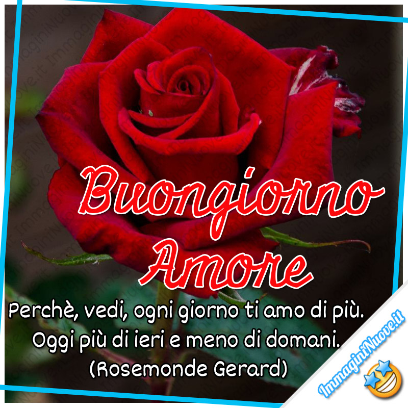 Buongiorno Amore, Perchè, vedi, ogni giorno ti amo di più. Oggi più di ieri e meno di domani. (Rosemonde Gerard)