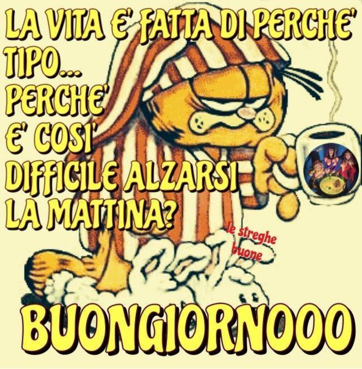 Immagini di buon giorno divertenti con il Gatto Garfield