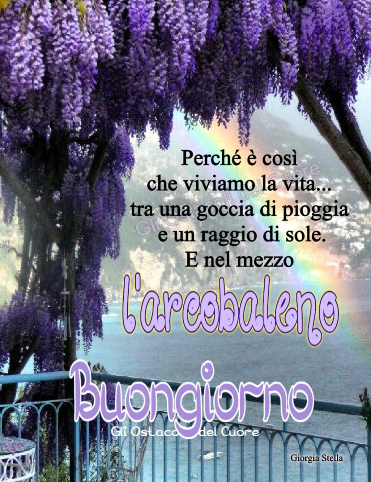 Perché è così che viviamo la vita... tra una goccia di pioggia e un raggio di sole. E nel mezzo l'arcobaleno. Buongiorno