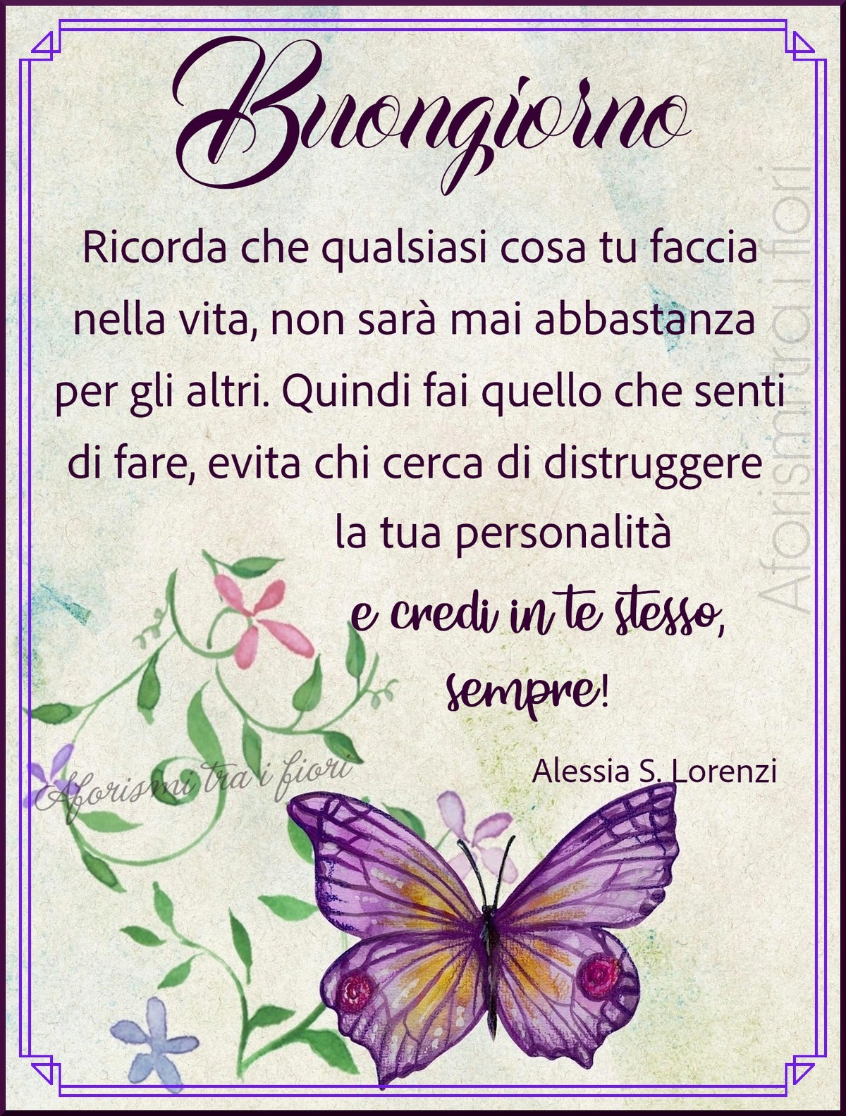 Buongiorno. Ricorda che qualunque cosa tu faccia nella vita, non sarà mai abbastanza per gli altri. Quindi fai quello che senti di fare, evita chi cerca di distruggere la tua personalità e credi in te stesso, sempre!